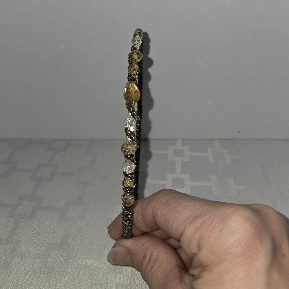 Gold Beaded Headband, Black & Gold Wrapped
